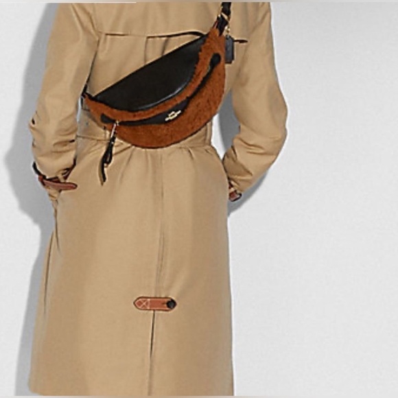 COACH  Sherling and Leather Fanny Belt Bag - Picture 1 of 9